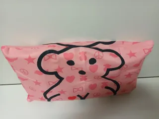 Funda de cojín rosa con ositos