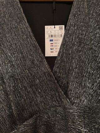 Vestido fiesta plateado talla L NUEVO