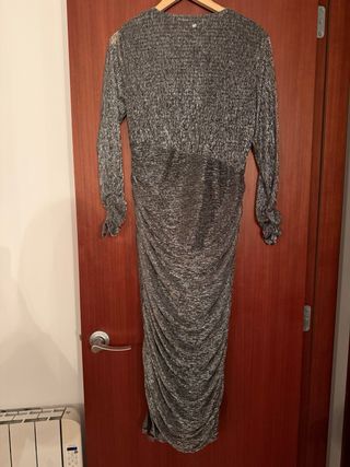 Vestido fiesta plateado talla L NUEVO