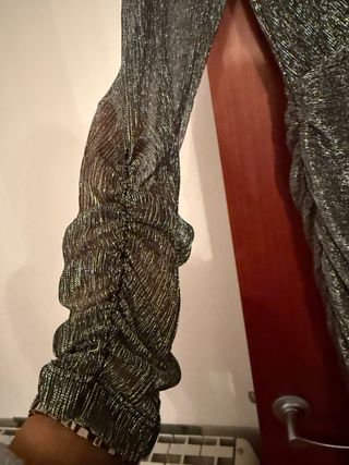 Vestido fiesta plateado talla L NUEVO