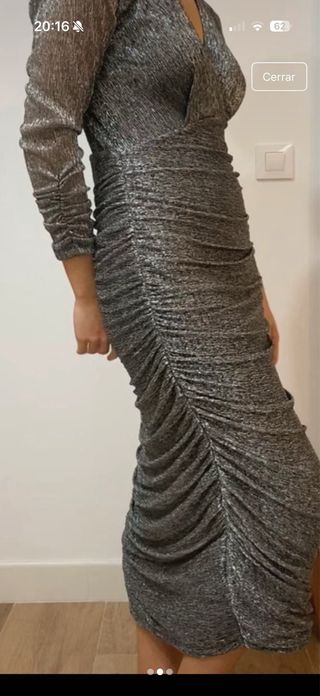 Vestido fiesta plateado talla L NUEVO
