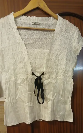 Blusa El Corte Inglés Blanca Manga Corta