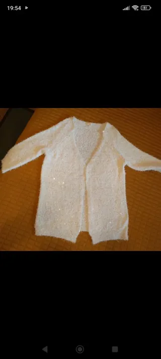 Chaqueta Marfil con Lentejuelas y Manga Francesa