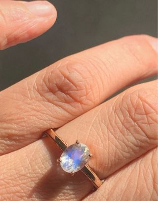 Anillo Plata Piedra Luna Ovalada