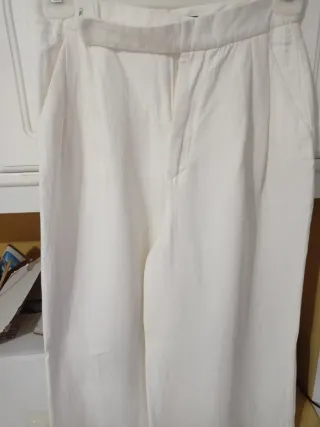 Pantalón ancho Zara blanco