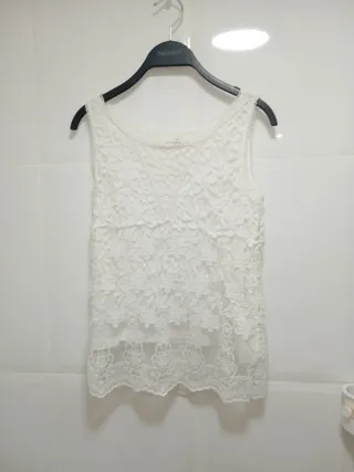 Camiseta H&M encaje blanco Talla S