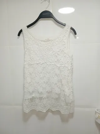 Camiseta H&M encaje blanco Talla S