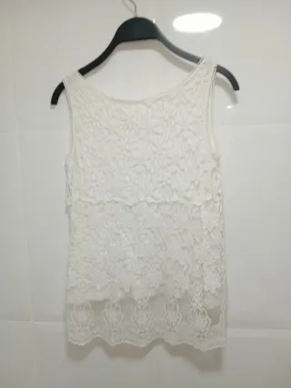 Camiseta H&M encaje blanco Talla S