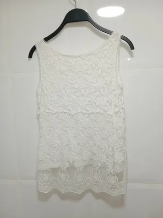Camiseta H&M encaje blanco Talla S
