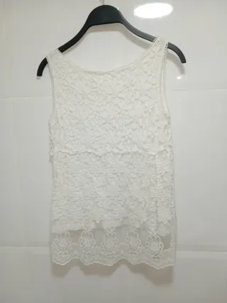 Camiseta H&M encaje blanco Talla S