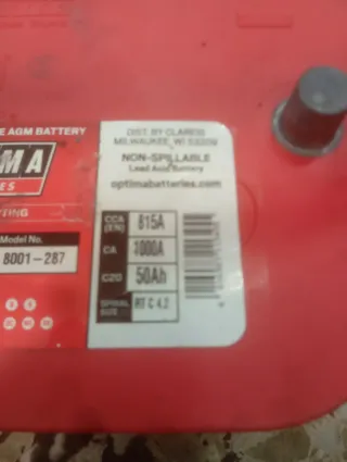 Batería Optima RedTop 12V AGM