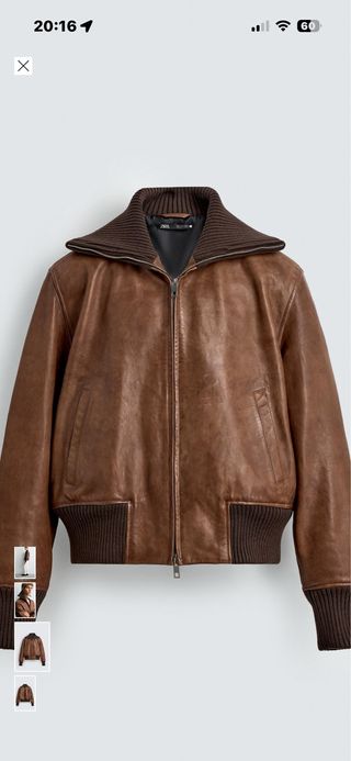 Cazadora Piel Marrón Vintage Zara