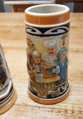 3 boccali da birra in ceramica vintage
