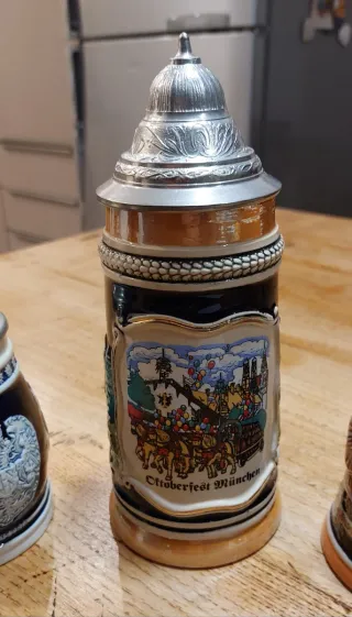 3 boccali da birra in ceramica vintage