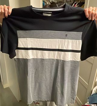 Polo Zara Rayas Negro Gris Blanco