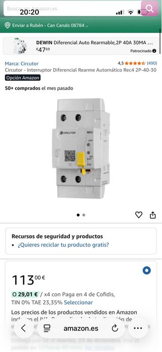 Diferencial con Autorearme 40A Circutor