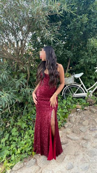 Vestido Missord(SHEIN) lentejuelas rojo.