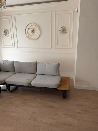 Sofá modular exterior beige y marrón