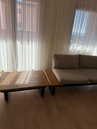 Sofá modular exterior beige y marrón