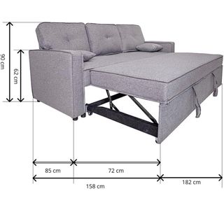 Sofá Cama Gris 3 Plazas Extraíble Nuevo