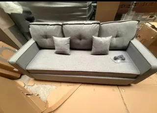 Sofá Cama Gris 3 Plazas Extraíble Nuevo