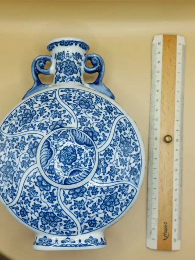 Jarrón Chino Azul y Blanco Moderno