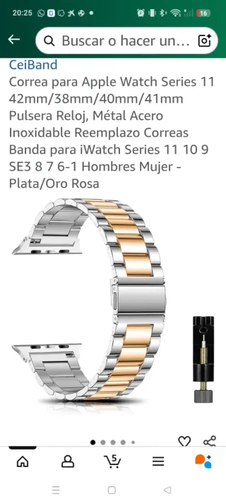 Correa Metal Acero Inoxidable Apple Watch