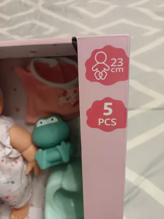 Muñeca Bebé Léa Baño 23cm 5 Piezas