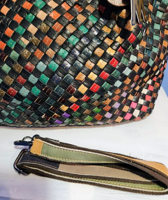 Borsa multicolore in tessuto in pelle