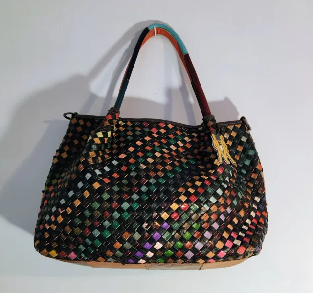 Borsa multicolore in tessuto in pelle