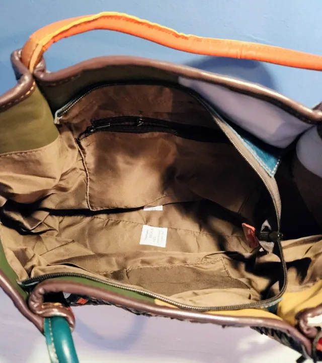 Borsa multicolore in tessuto in pelle