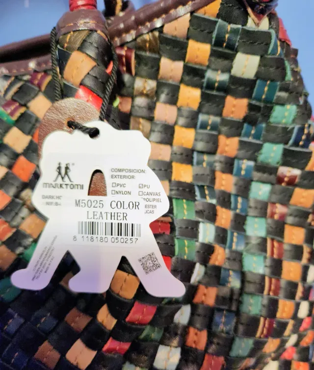 Borsa multicolore in tessuto in pelle