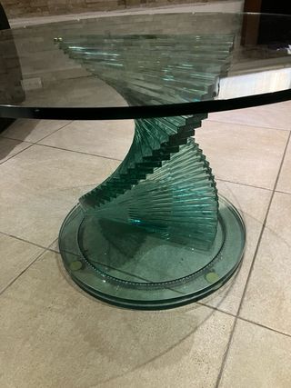 Tavolino rotondo in vetro girevole