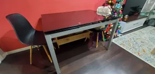 Mesa de comedor cristal extensible de 4 a 10 pers