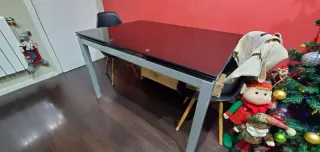 Mesa de comedor cristal extensible de 4 a 10 pers