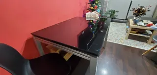 Mesa de comedor cristal extensible de 4 a 10 pers