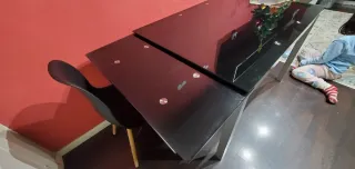 Mesa de comedor cristal extensible de 4 a 10 pers