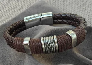 Pulsera de hombre cuero y acero