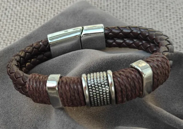 Pulsera de hombre cuero y acero