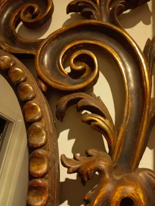 Espejo Cornucopia Antiguo Madera Tallada