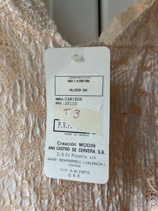 Camisón lencería encaje beige/rosa