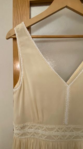 Vestido Massimo Dutti Beige Largo