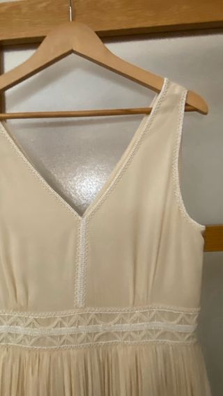 Vestido Massimo Dutti Beige Largo