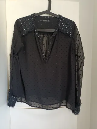 Blusa Zara Negra Transparente