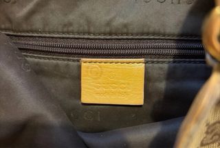 Borsa Gucci Bamboo Pelle Tela GG Beige Marrone