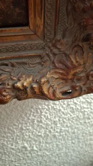 Cuadro Marco Antiguo Marrón y Dorado