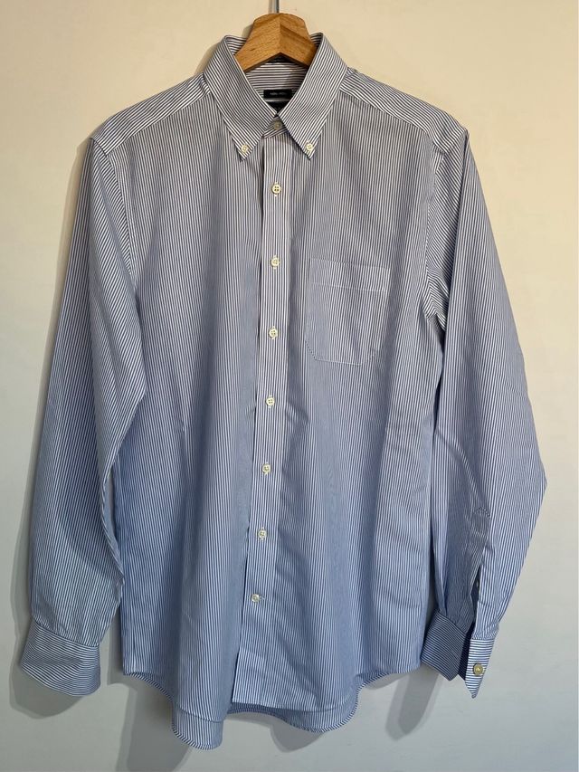 GANT camisa rayas azul blanco M popelín