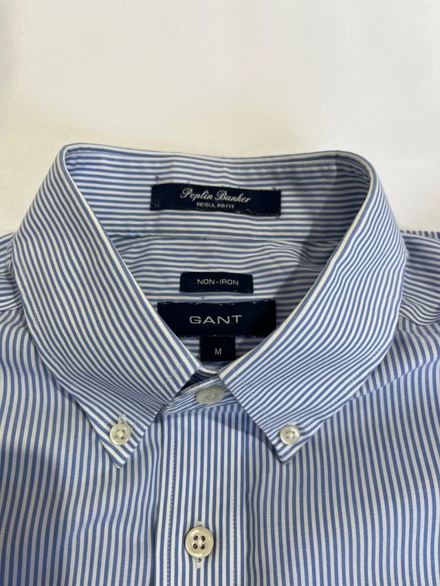 GANT camisa rayas azul blanco M popelín