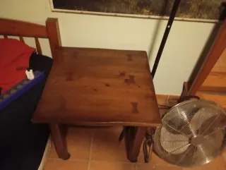 Mesa Auxiliar Madera Maciza Marrón Oscuro