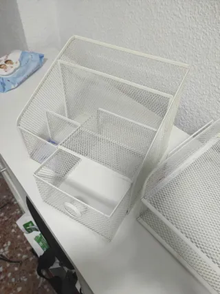 Organizador de escritorio metálico blanco